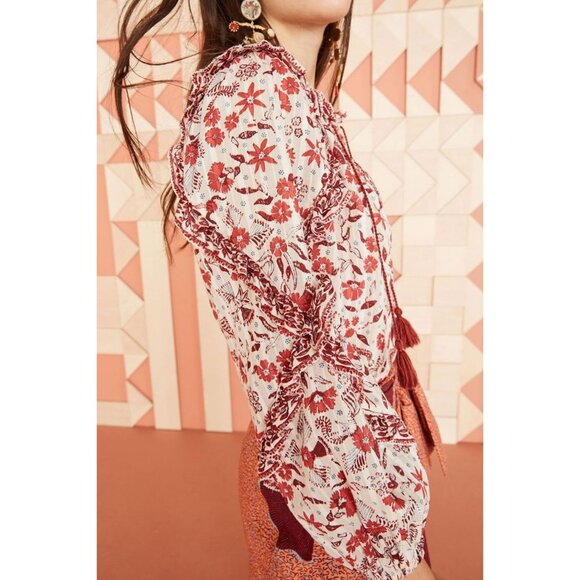 ULLA JOHNSON Azalea Blouse in Cream Floral - Picture 3 of 16